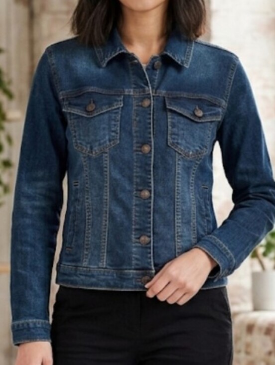 Curve Appeal Jackets & Blazers - Curve Appeal Dark Wash Denim Jean Jacket - Women's Size Medium